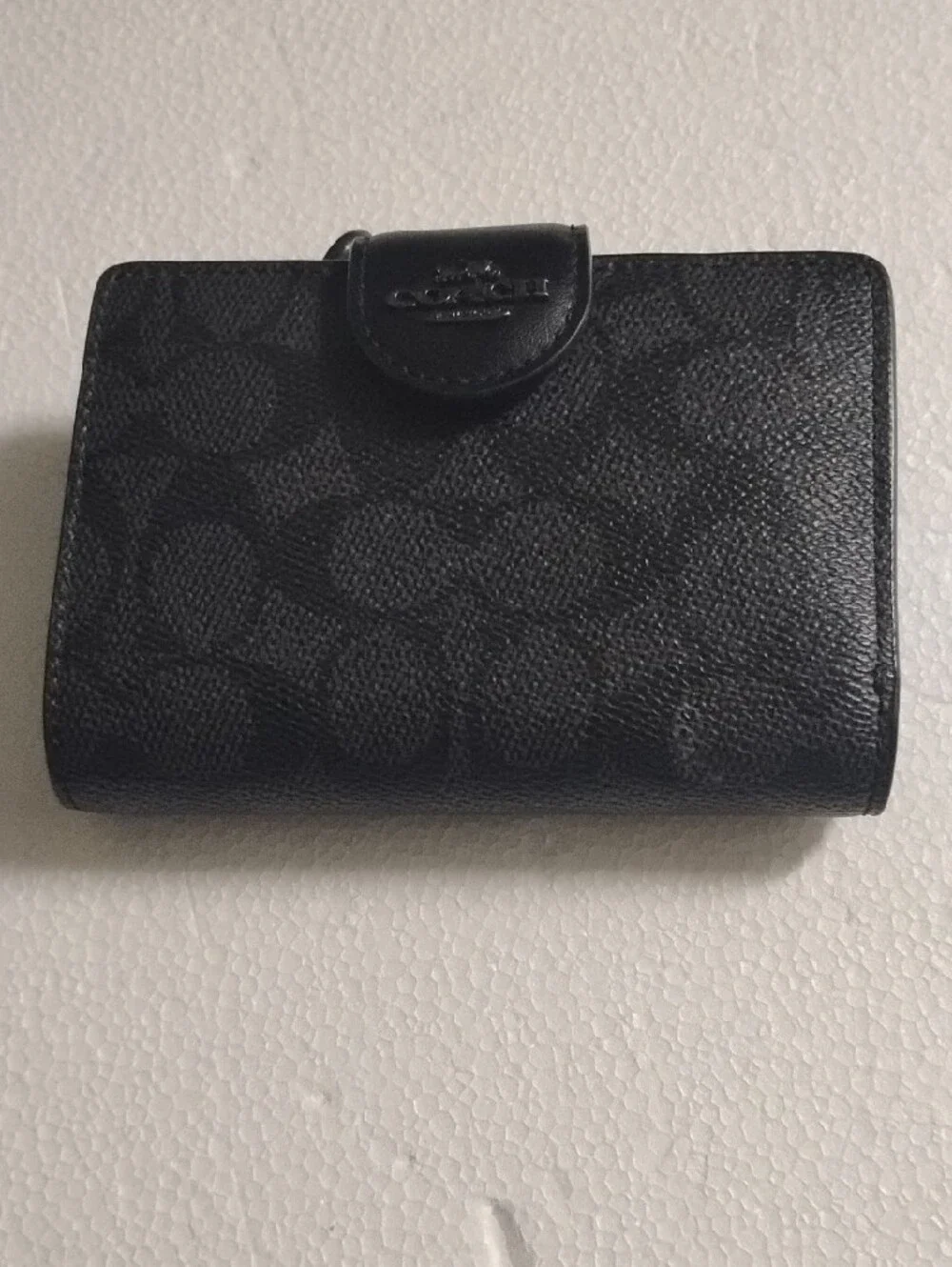Coach Black Pebbled Leather Key & Card Organizer Wallet